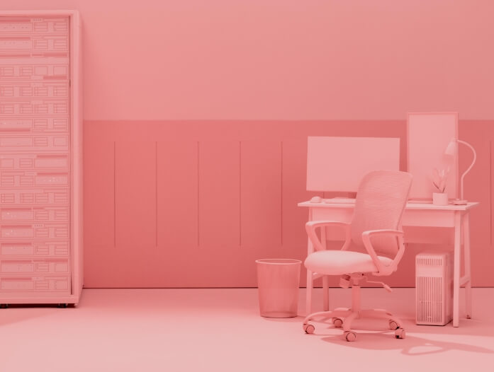 粉色的背景以及桌子和椅子